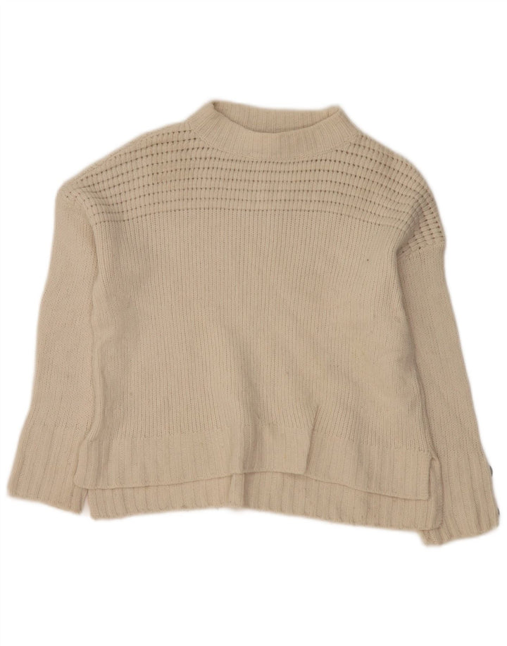 MASSIMO DUTTI Suéter tipo jersey con cuello alto para mujer UK 6 XS Off White