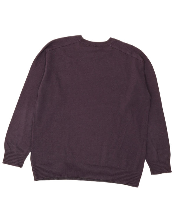 Adidas Mens Crew Neck Jumper Suéter XL Púrpura Rayas Acrílico