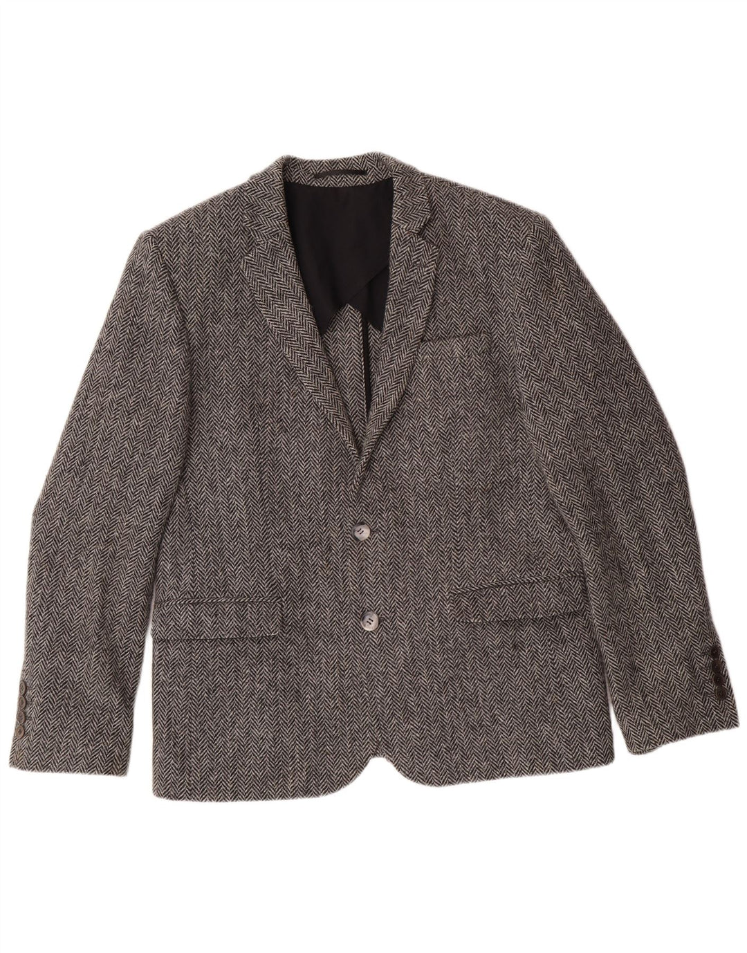 HARRIS TWEED Chaqueta Blazer para Hombre Reino Unido 40 Grande Gris Herringbone Classic