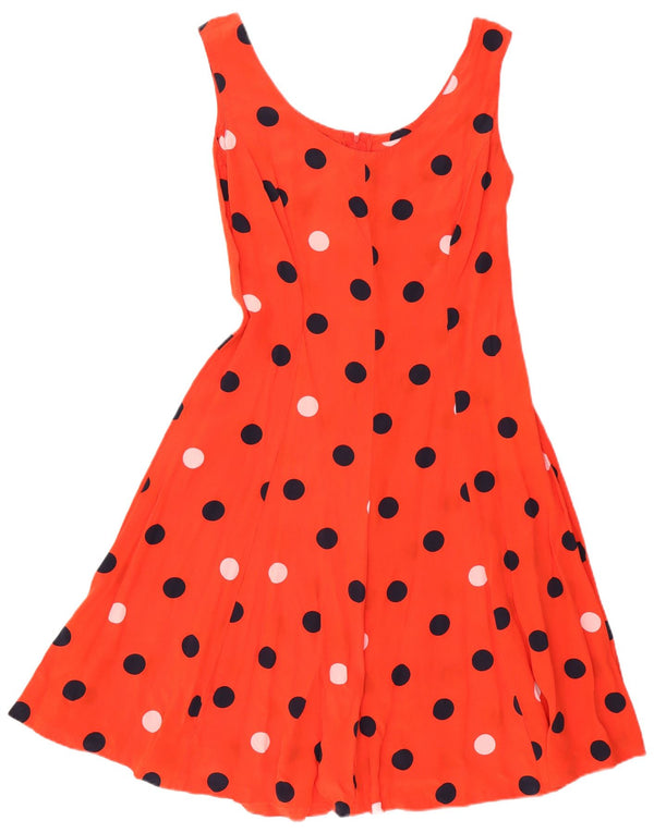 Vintage mujer vestido de sol Reino Unido 14 medio rojo lunares