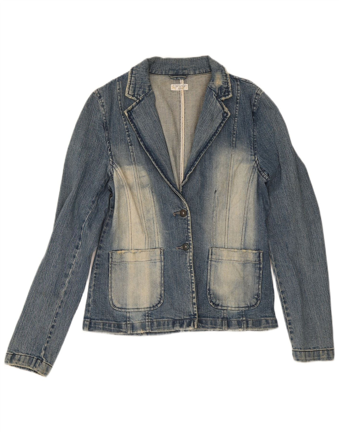 Topshop Chaqueta tipo blazer vaquera con 2 botones para mujer UK 44 Algodón azul medio