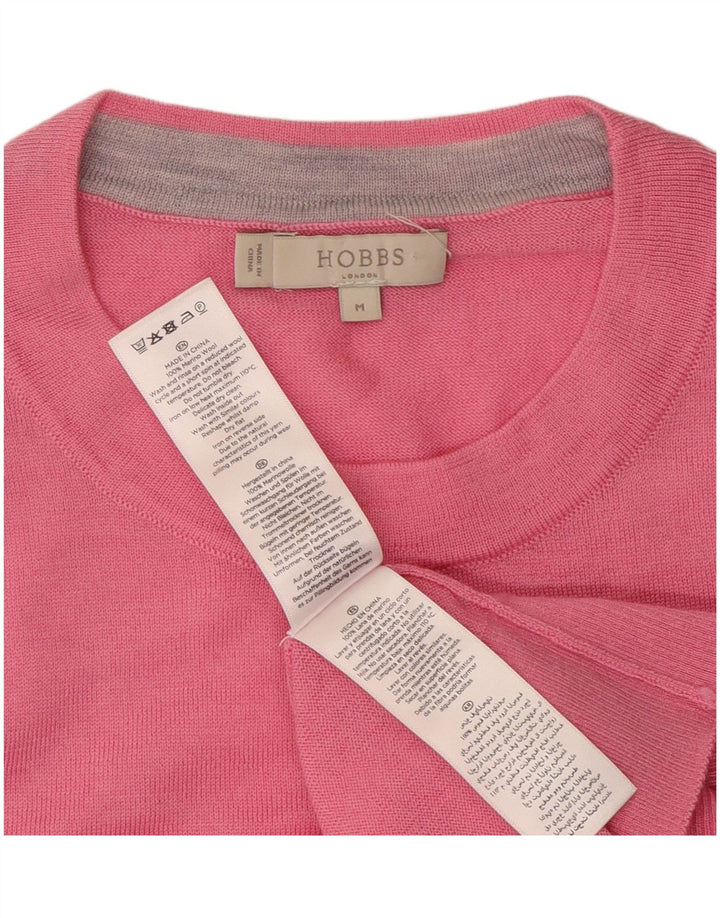 HOBBS Jersey de cuello redondo para mujer UK 12 Lana rosa mediana