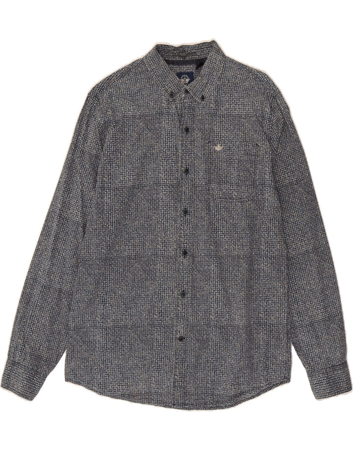 DOCKERS Mens Slim Fit Shirt Medium Navy Blue Spotted Vintage Dockers and Second-Hand Dockers from Messina Hembry 