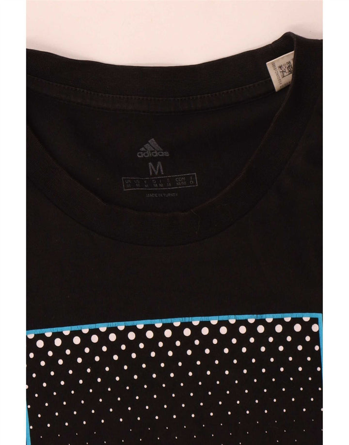 Adidas Camiseta gráfica de tres rayas para hombre Top mediano de algodón negro