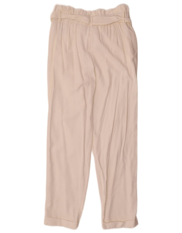Zara Mujer Trafaluc Pantalones Casuales De Cintura Alta Mediano W28 L27 Blanco Roto