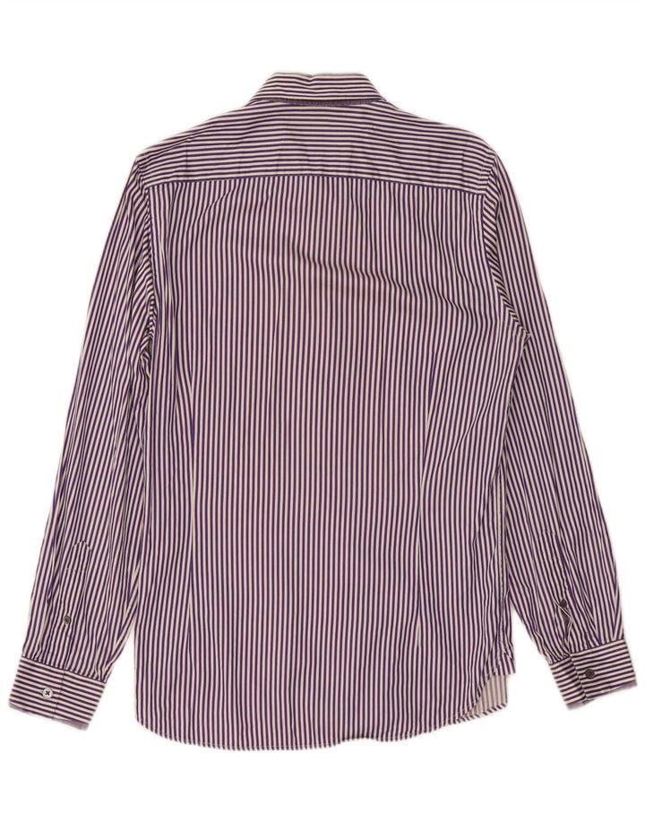 TED BAKER Camisa para hombre talla 2 pequeña algodón a rayas moradas