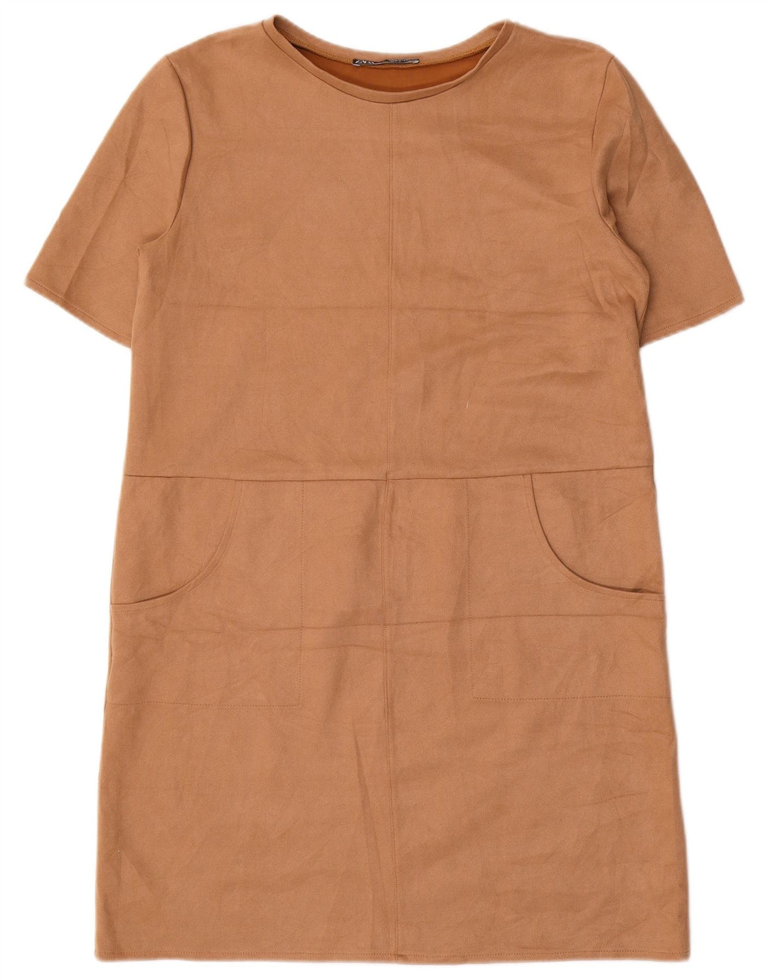 Zara Mujer Vestido Recto UK 46 Grande Marrón