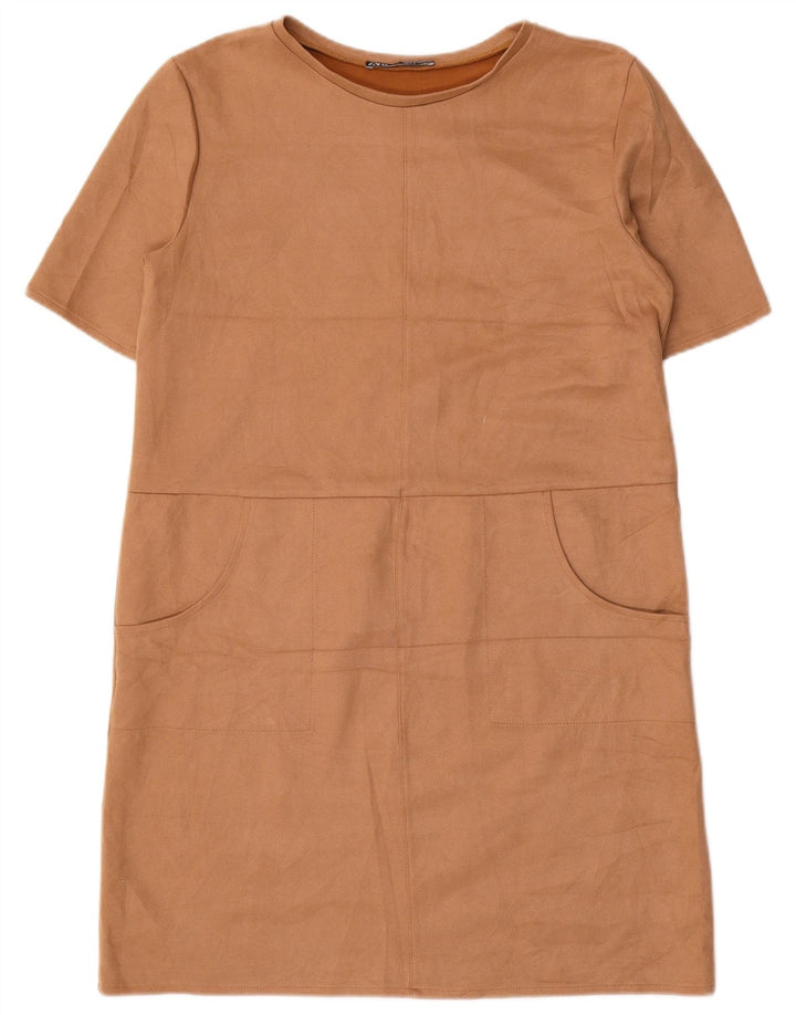Zara Mujer Vestido Recto UK 46 Grande Marrón
