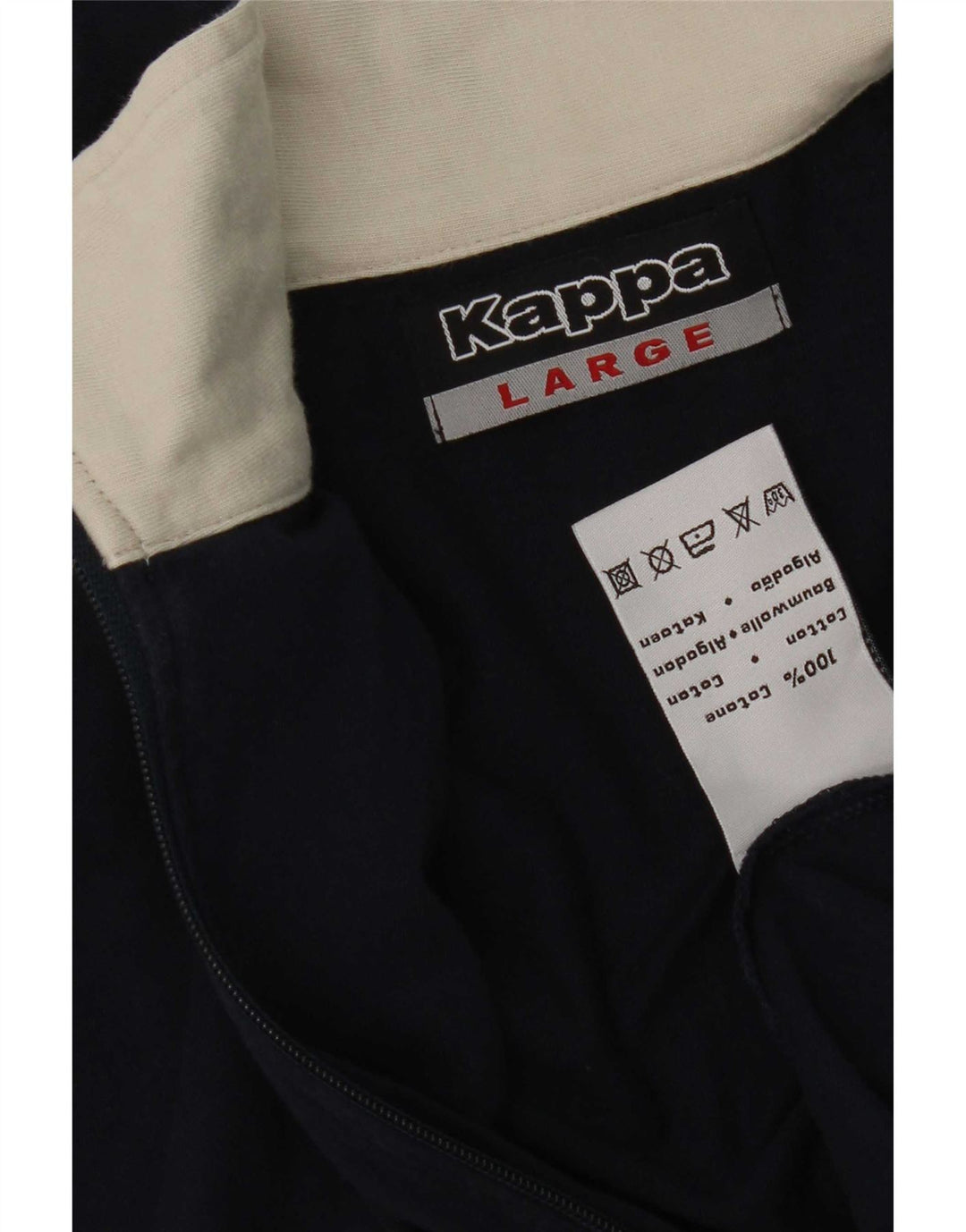 Kappa Hombre Chándal Top Chaqueta Grande Azul Marino Colorblock Algodón