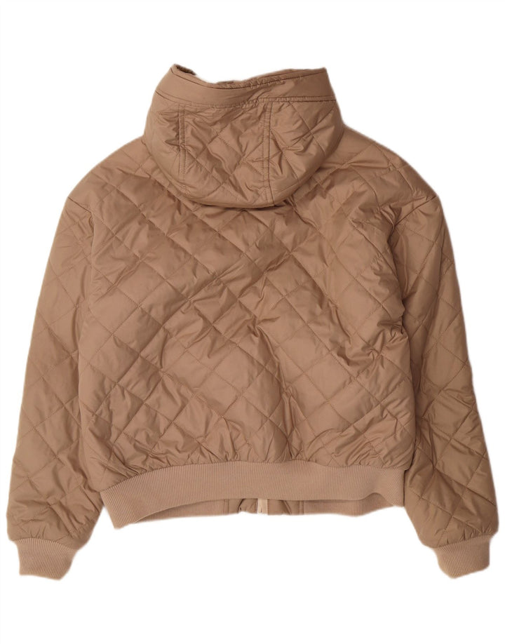 HOLLISTER Chaqueta acolchada con capucha para mujer UK 10 Small Beige Poliéster