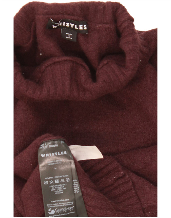 Whistles Jersey corto con cuello de tortuga para mujer, talla 40, lana granate mediana