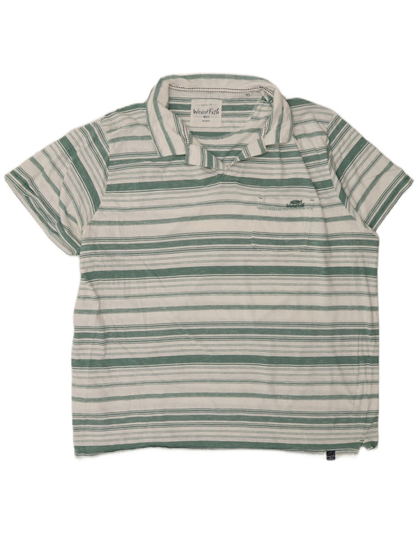 Weird Fish Polo para hombre 4XL Algodón a rayas verde