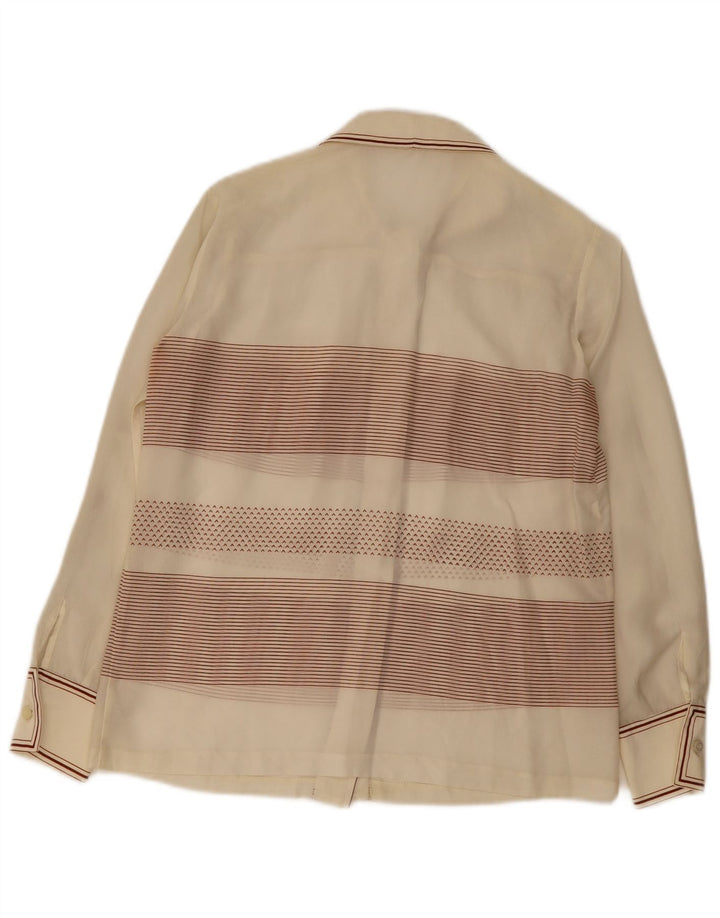 Vintage mujer camisa blusa Reino Unido 14 medio de rayas blancas