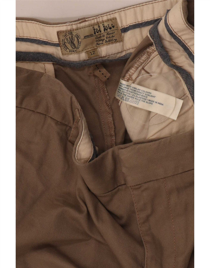 Pantalones cortos chinos para mujer Fat Face UK 12 Medium W32 Caqui Algodón