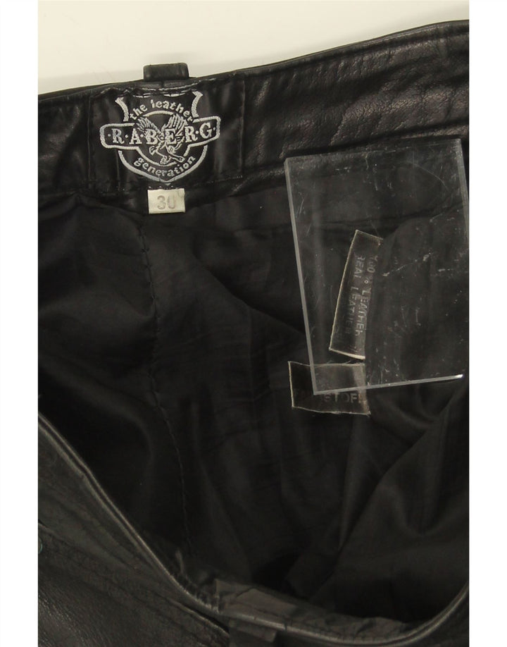 RABERG Womens Straight Leather Trousers W30 L32 Black Leather Vintage Raberg and Second-Hand Raberg from Messina Hembry 