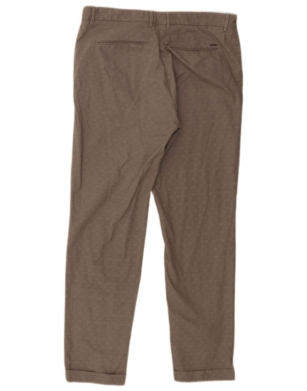 Massimo Dutti Mens Tapered Suit Trousers EU 42 Large W32 L29 Grey Check