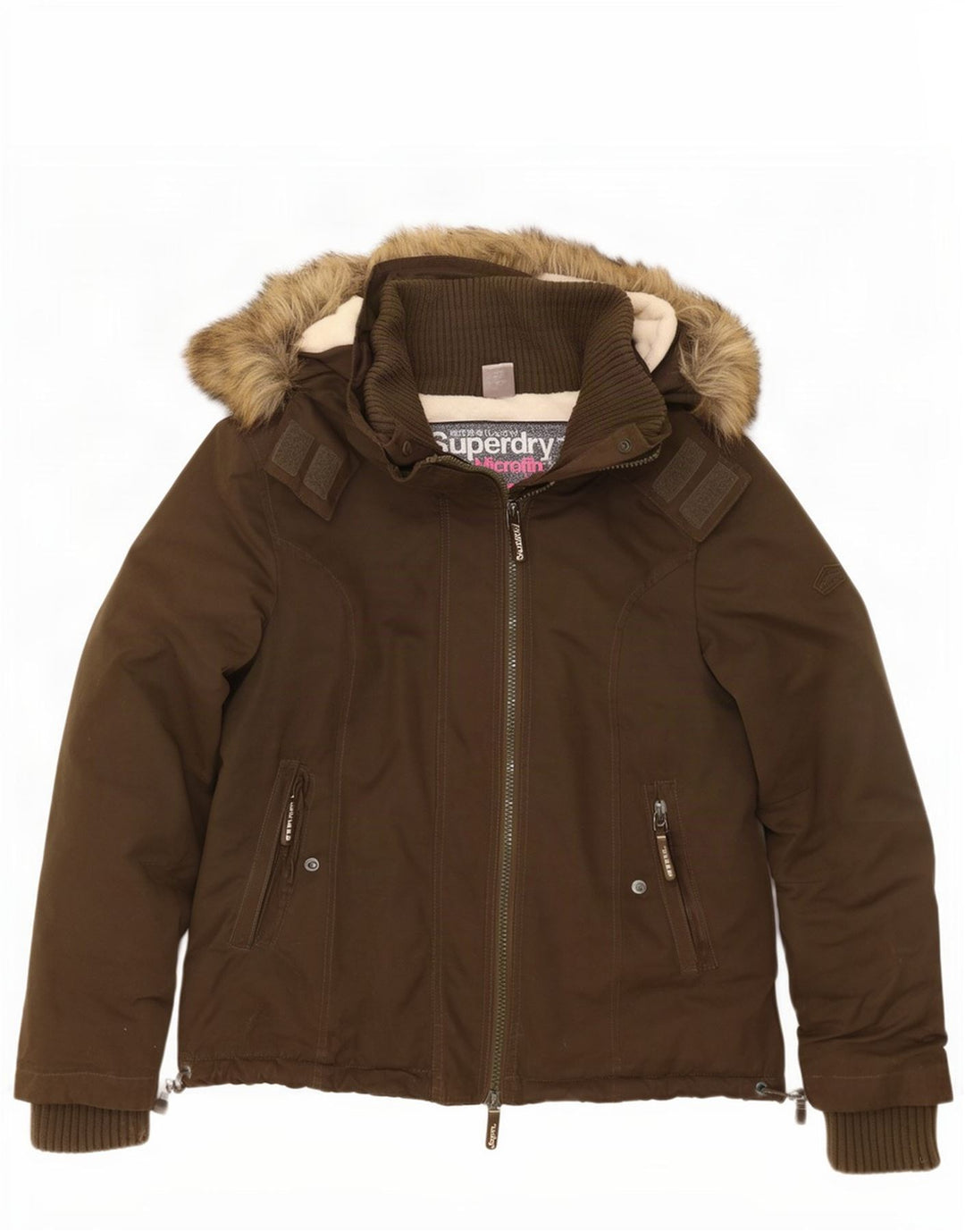 Superdry Chaqueta cortavientos con capucha para mujer UK 40 XL Poliéster caqui