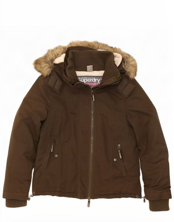 Superdry Chaqueta cortavientos con capucha para mujer UK 40 XL Poliéster caqui