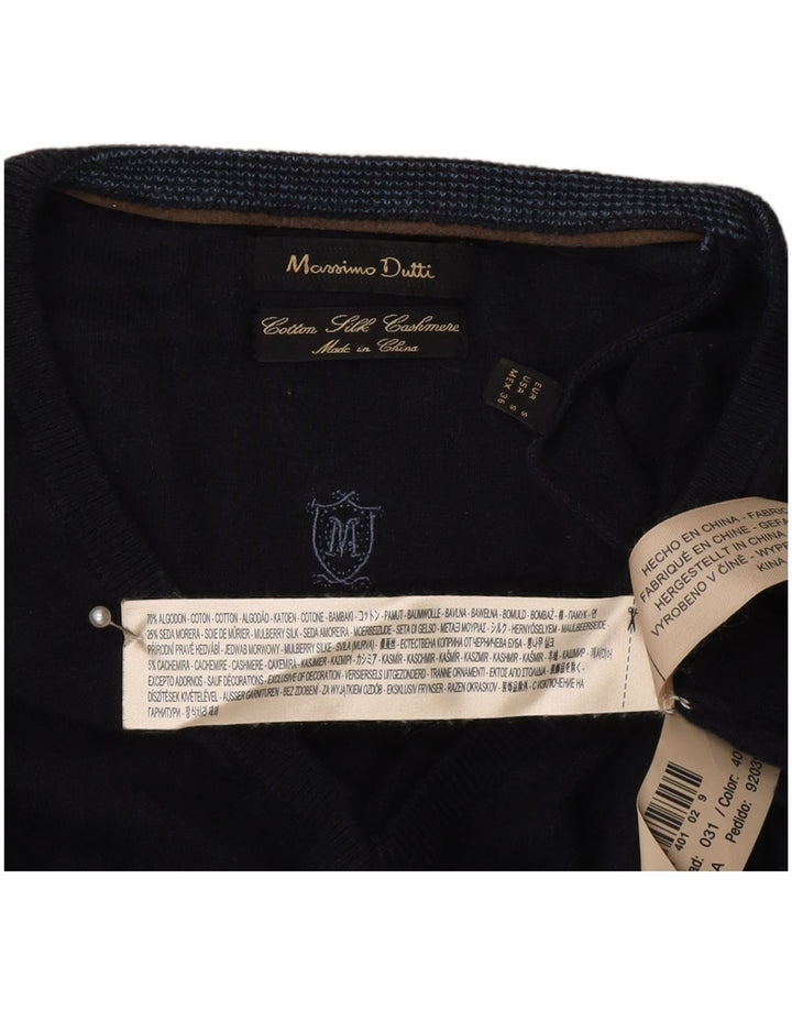 Massimo Dutti Jersey Cuello Pico Hombre Small Azul Marino Algodón