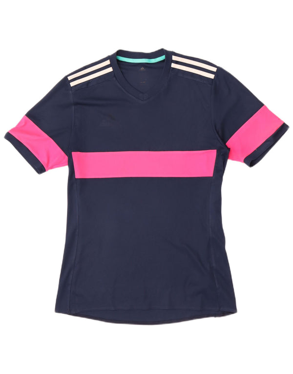Adidas Mujer Climalite Camiseta Top UK 12 Medium Azul Marino Colorblock