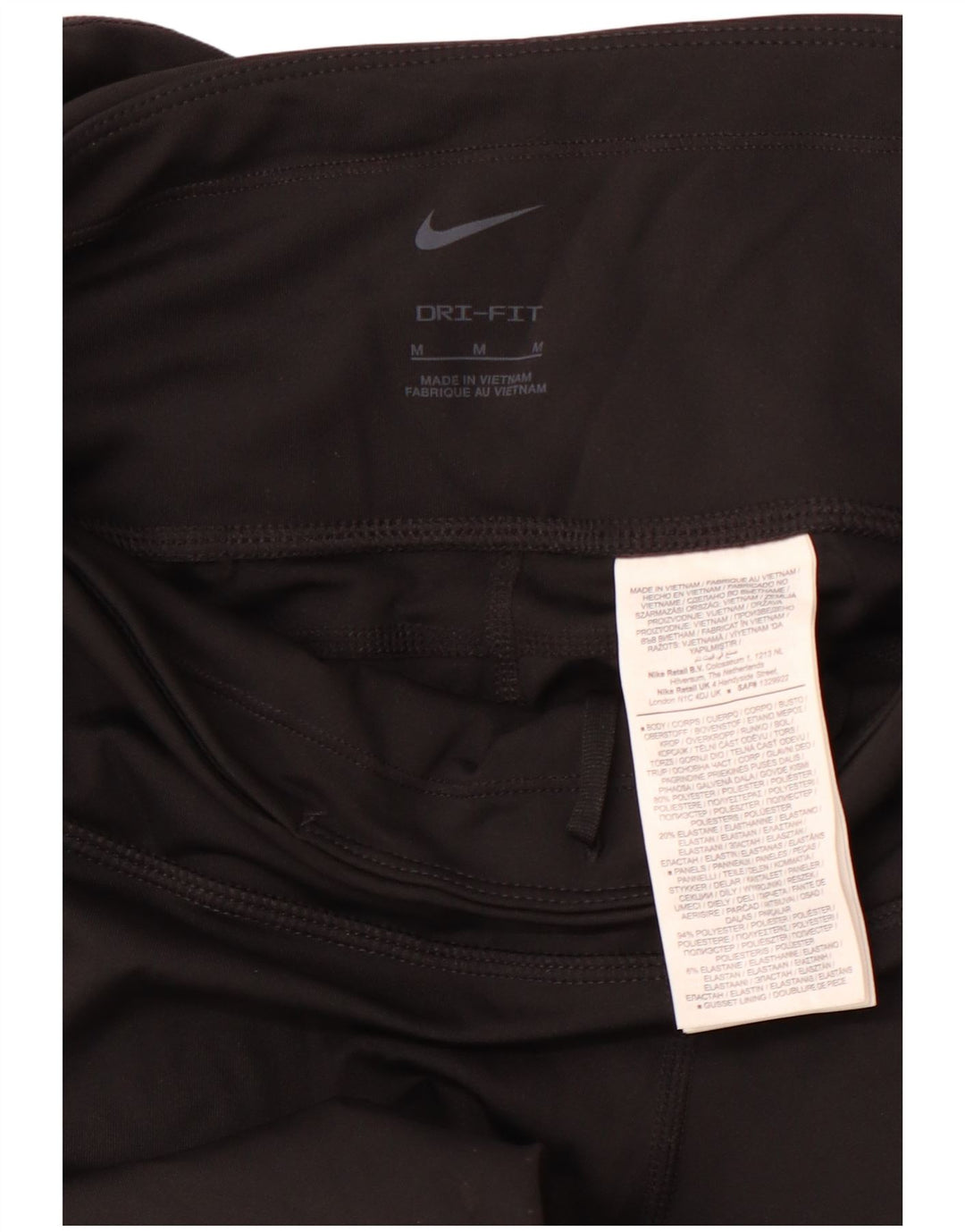NIKE Leggings cortos Dri Fit para mujer UK 12 Mediano Negro Poliéster