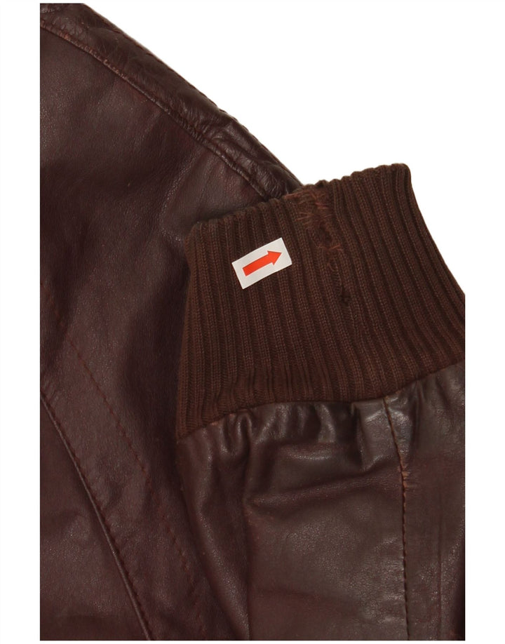 VINTAGE Chaqueta de cuero para hombre Reino Unido 38 Borgoña mediana