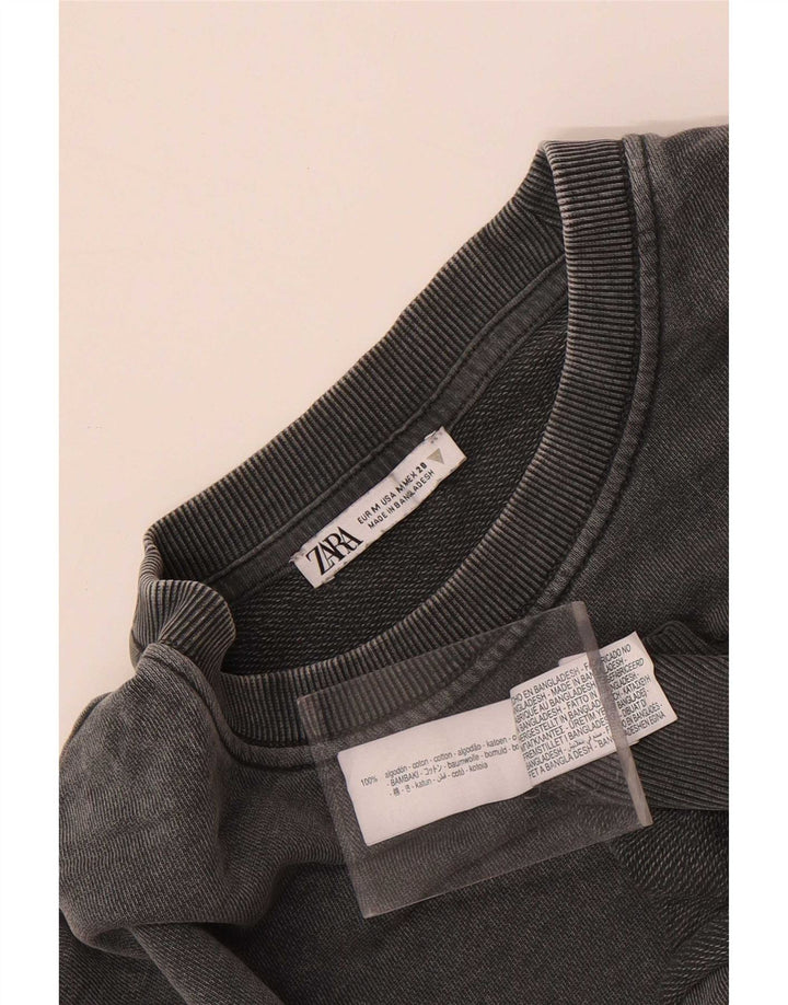 Zara Mujer Crop Camiseta Top UK 44 Algodón Gris Medio