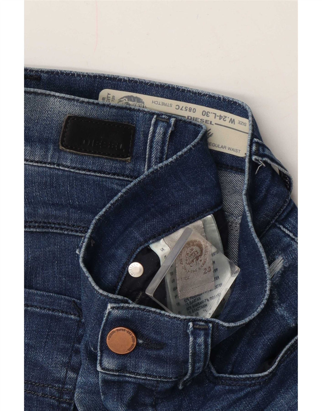 Diesel Mujer Vaqueros Slim Desgastados W24 L27 Algodón Azul