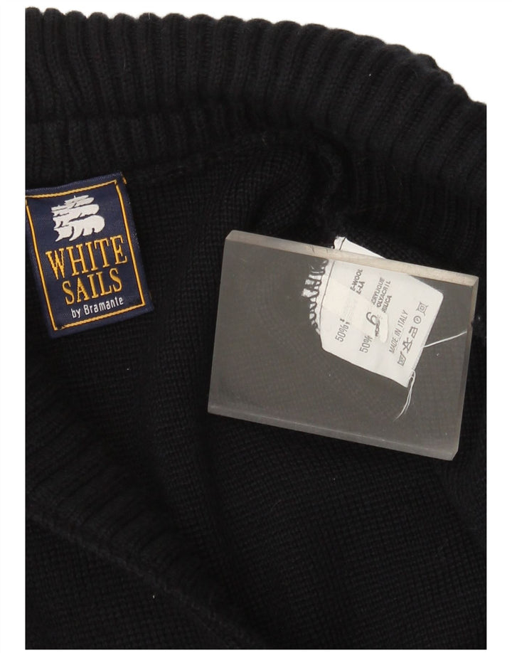 White Sails - Cárdigan extragrande para hombre, talla 6, lana azul marino mediana