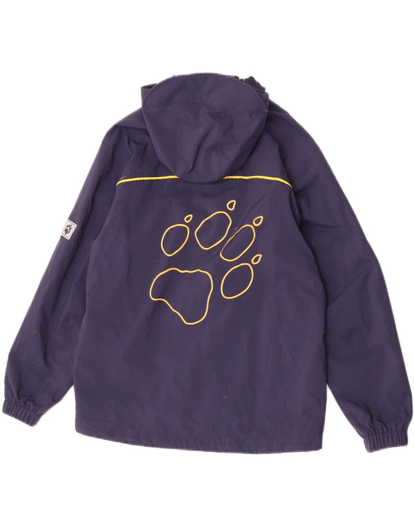 Jack Wolfskin Boys Graphic Hooded Rain Jacket 12-13 Years Navy Blue