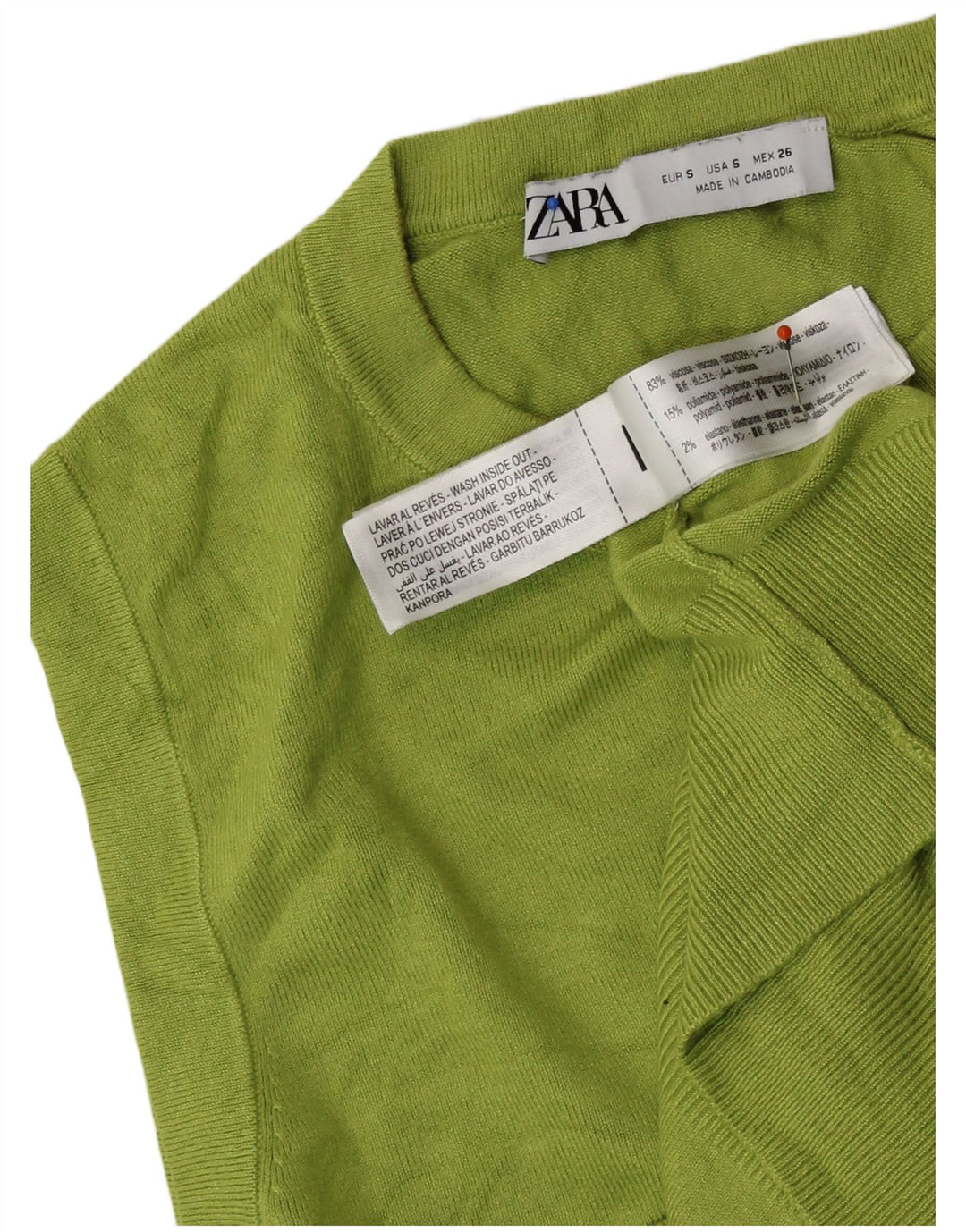 ZARA Mujer Crop Vest Tank Top UK 10 Small Viscosa Verde