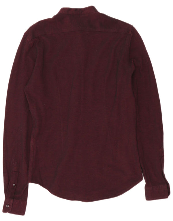 Zara Hombre Camisa Slim Fit Pequeña Algodón Granate