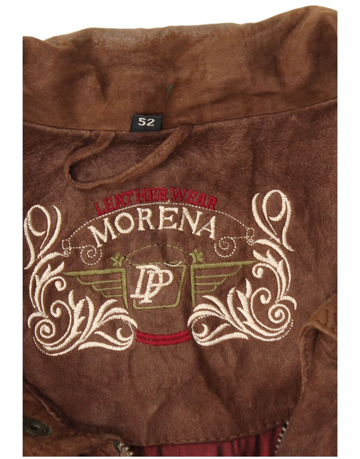 Morena Cazadora Bomber De Ante Hombre IT 52 XL Cuero Marrón