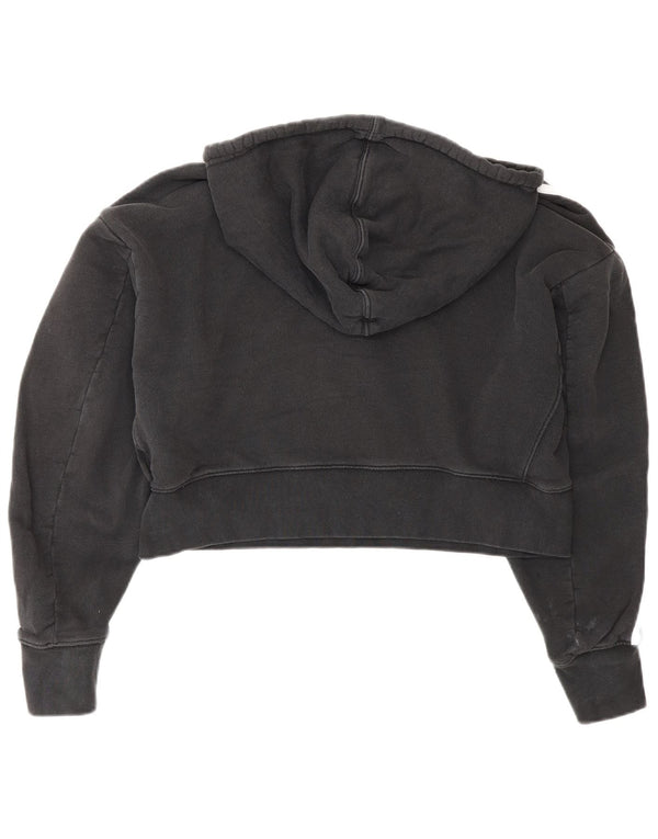 Adidas Mujer Crop Oversize Sudadera con capucha Jumper UK 8 Pequeño Algodón Negro