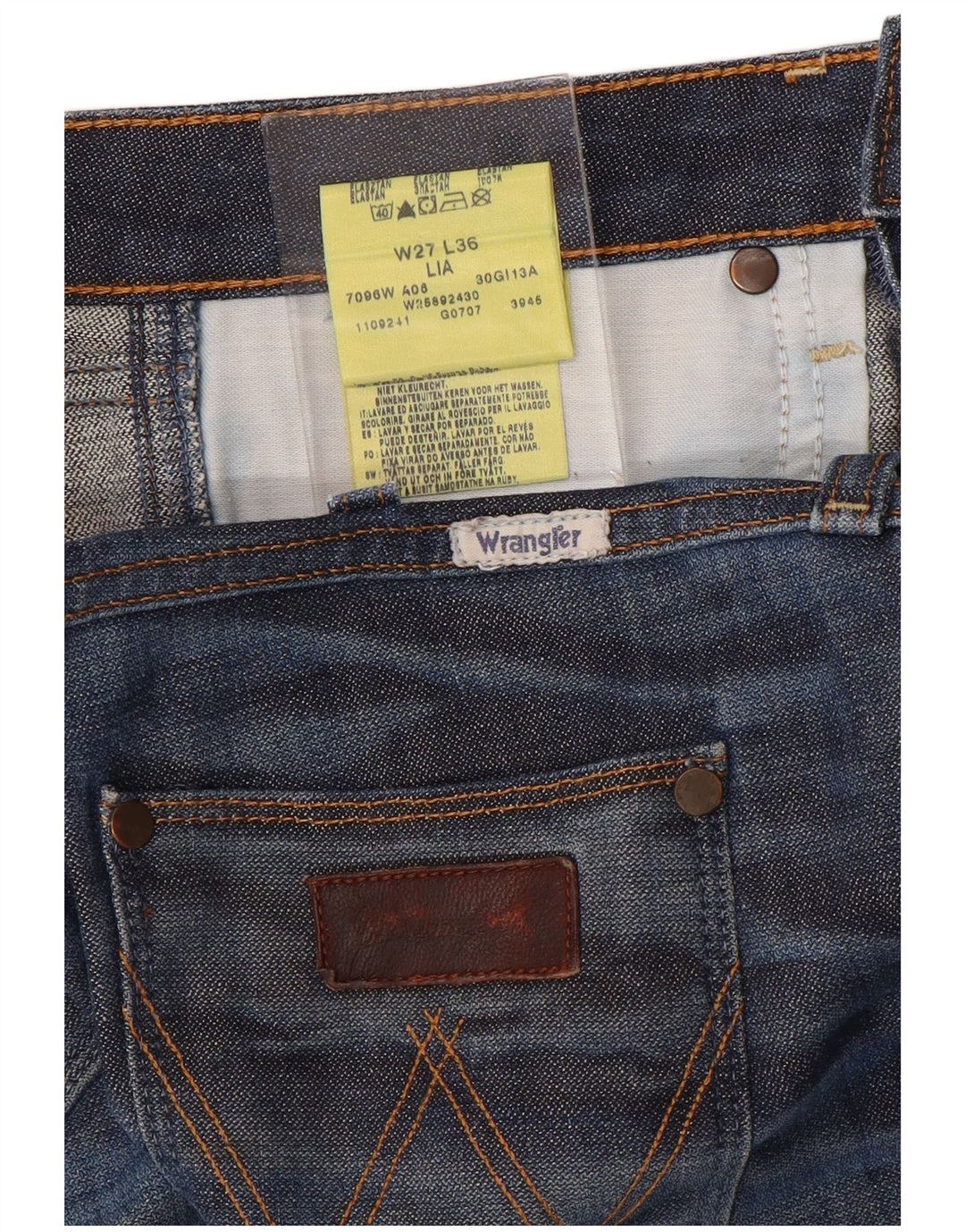WRANGLER Vaqueros rectos Lia para mujer W27 L36 Algodón azul