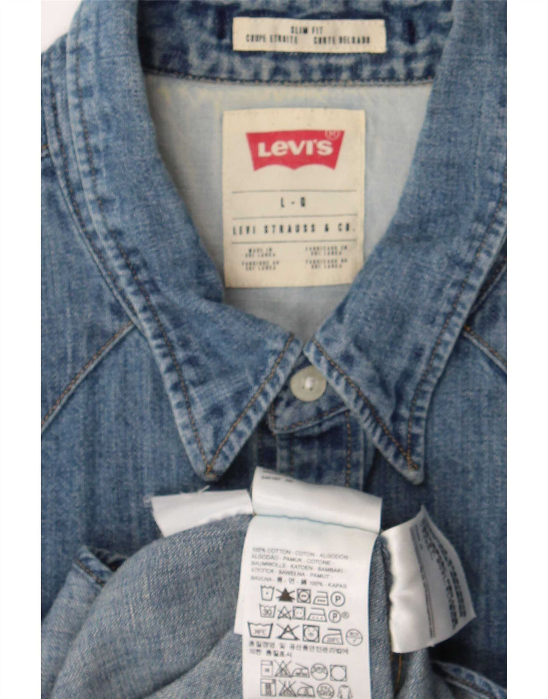 Levi's Camisa vaquera slim fit de algodón azul grande para hombre
