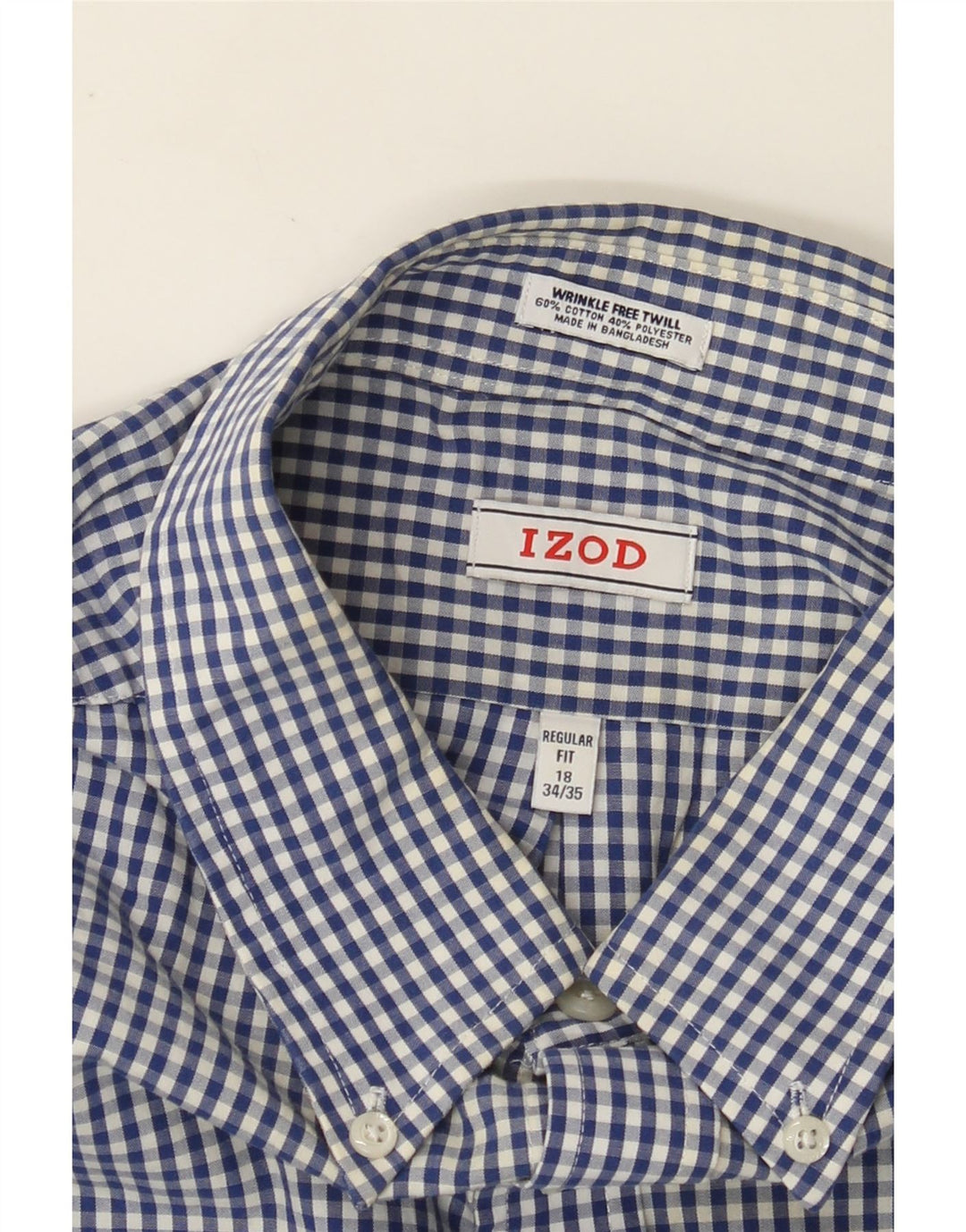 IZOD Camisa de corte regular para hombre, talla 18, 2XL, algodón a cuadros azul