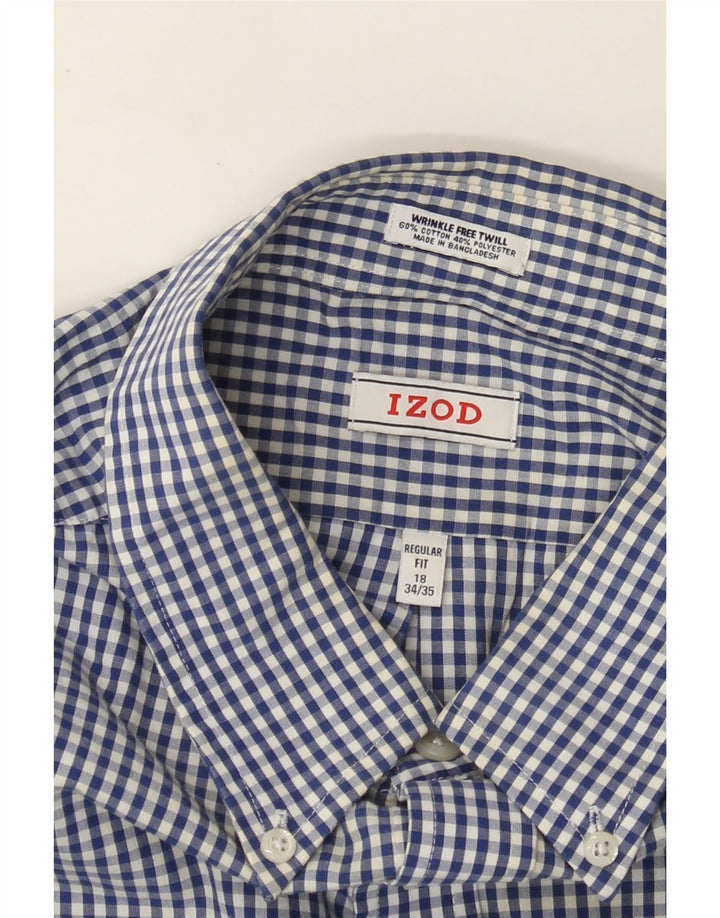IZOD Camisa de corte regular para hombre, talla 18, 2XL, algodón a cuadros azul