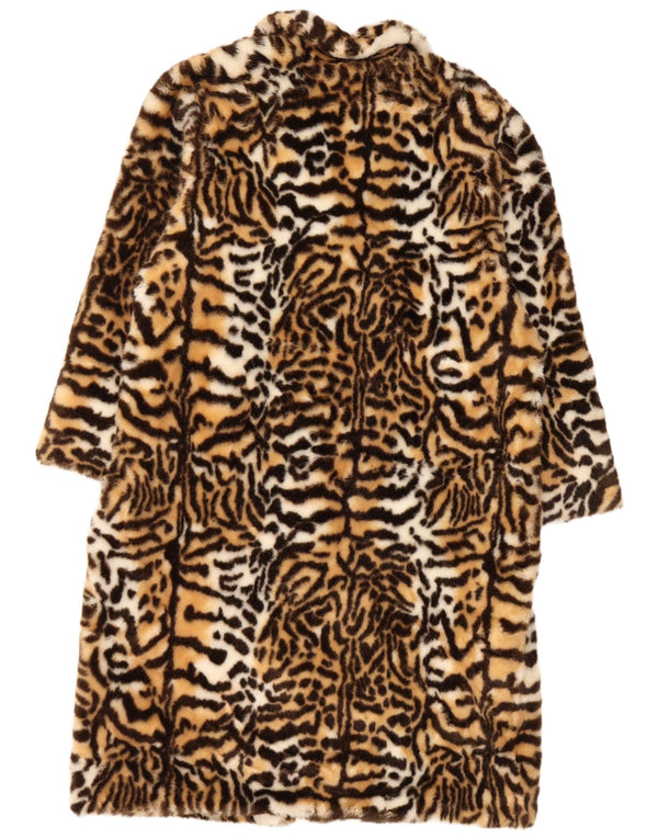 Abrigo vintage de piel sintética para mujer IT 44 Estampado animal marrón medio