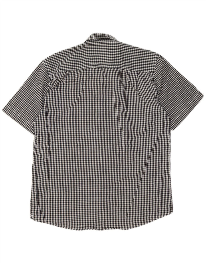 Pierre Cardin Camisa de manga corta para hombre de ajuste regular XL Black Gingham