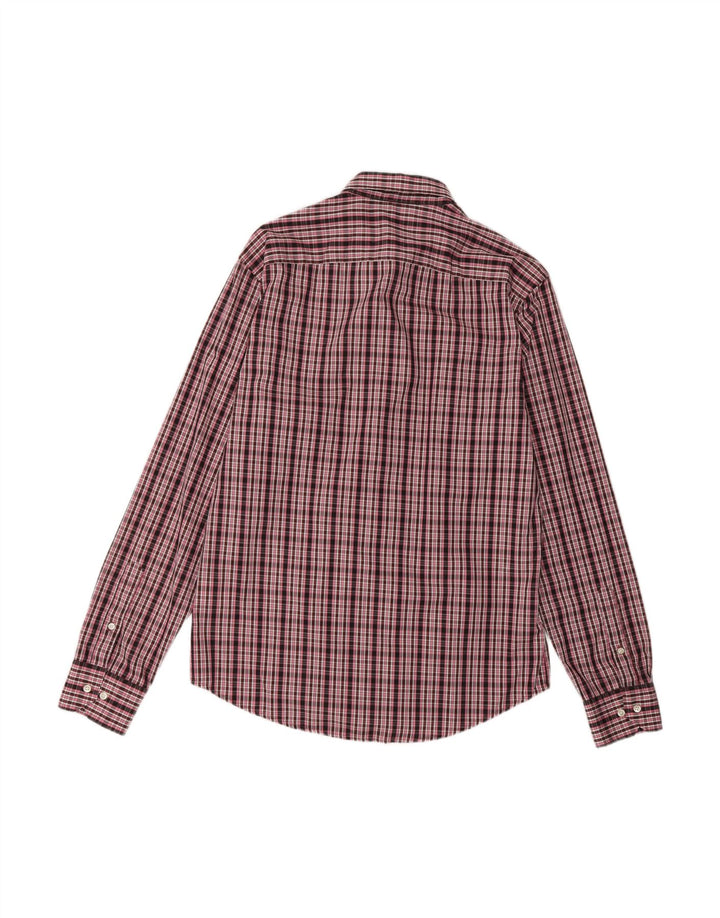 ADIDAS Mens Shirt Size 39 Medium Burgundy Check Cotton