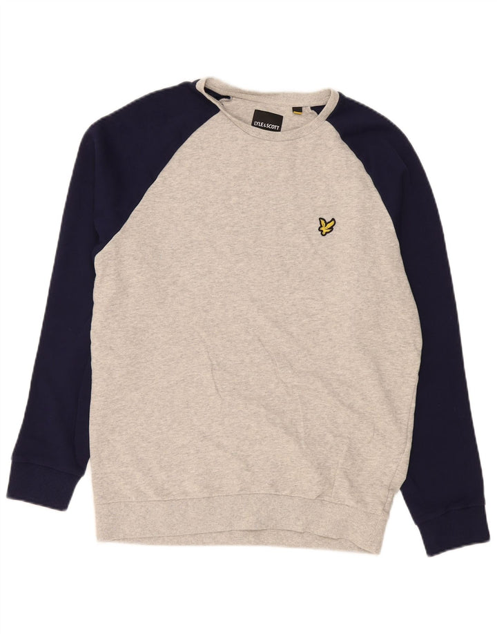 Lyle & Scott Hombre Sudadera tipo jersey de algodón color block en gris medio