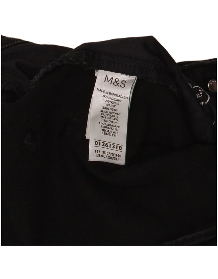 Marks & Spencer Vaqueros ajustados para hombre W34 L31 Algodón negro