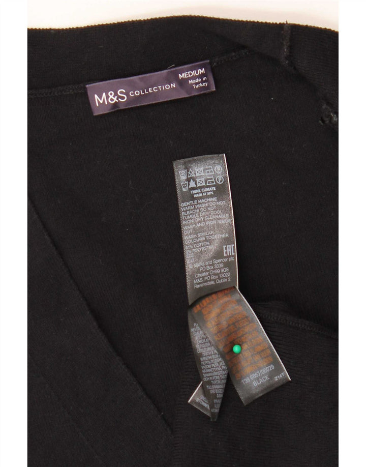 Marks & Spencer Suéter tipo cárdigan sin mangas para mujer UK 44 Mediano Negro