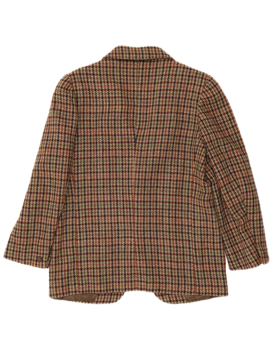 Vintage mujer 1 botón Blazer chaqueta IT 42 lana de pata de gallo marrón medio