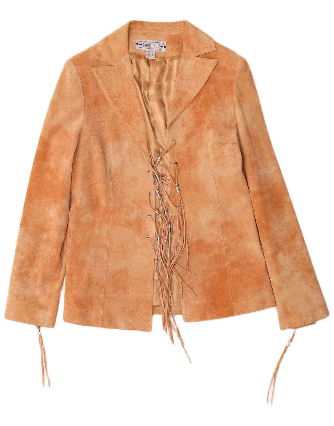 HELLINE Chaqueta de ante para mujer Reino Unido 12 Cuero teñido anudado beige medio