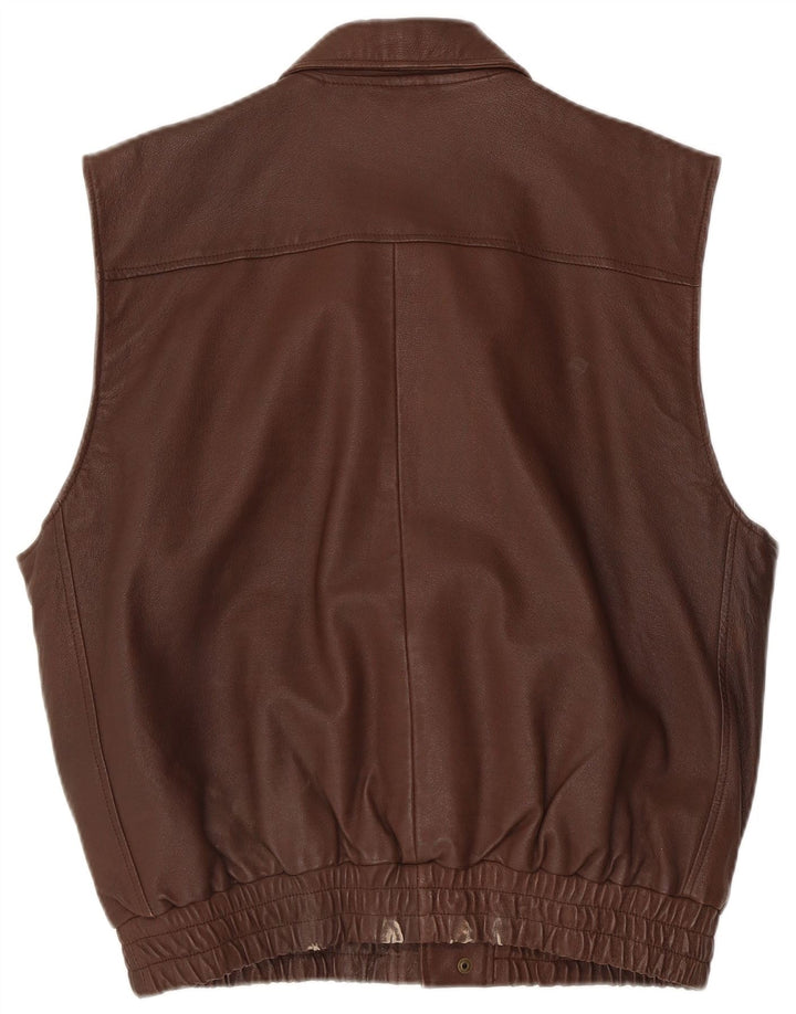 John F Gee Chaleco de cuero para hombre UK 38 Marrón medio
