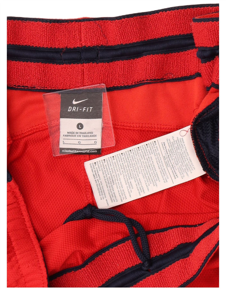 Nike - Pantalones cortos deportivos Dri Fit para hombre, poliéster color block, color rojo grande