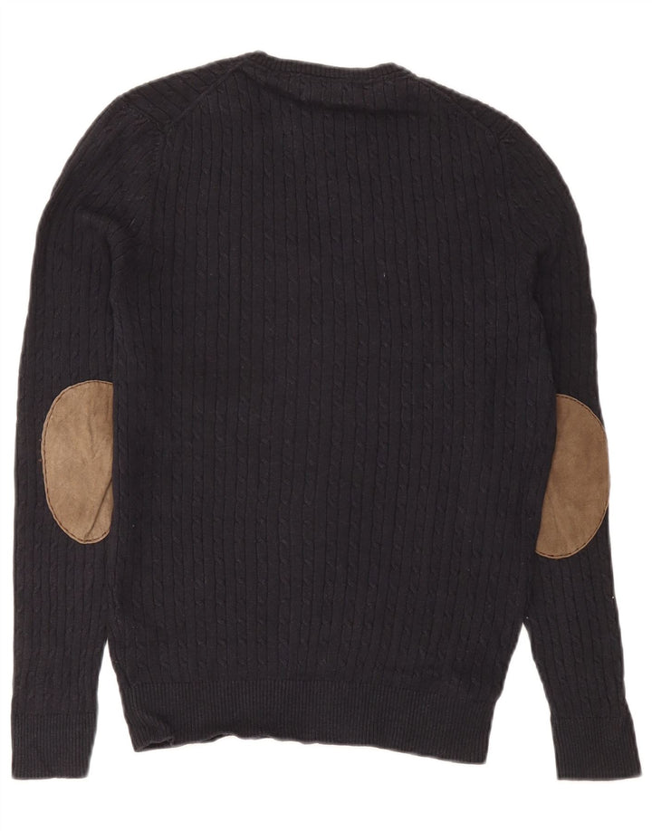 Jersey Massimo Dutti Hombre Cuello Pico Jersey Medio Azul Marino Algodón
