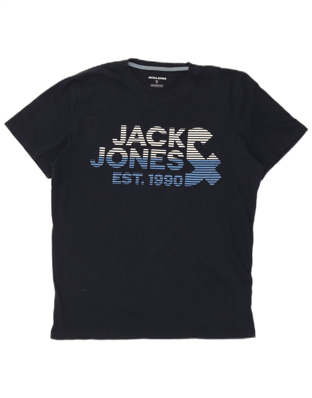 Jack & Jones Hombre Camiseta Gráfica Top Medium Azul Marino Algodón